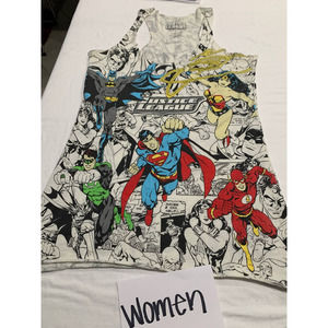 Justice League Unlimited Women Racerback tank Top White Comic Print Size M